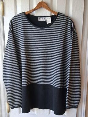 Heavyweight Striped Crewneck Pullover Warm Sweatshirt Top
